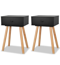 Table de chevet 2 pcs Bois de pin massif 40 x 30 x 61 cm Noir