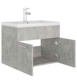 Armoire d'évier avec lavabo intégré Gris béton Aggloméré