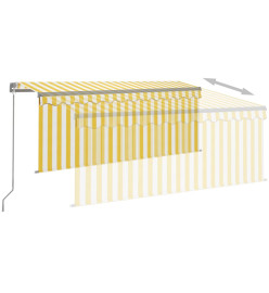 Auvent manuel rétractable avec store LED 3x2,5 m Jaune et blanc