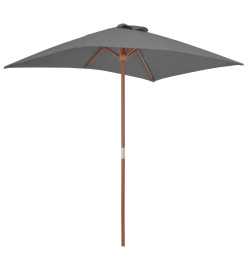 Parasol avec mât en bois 150 x 200 cm Anthracite