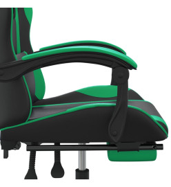 Chaise de jeu pivotante et repose-pied Noir et vert Similicuir