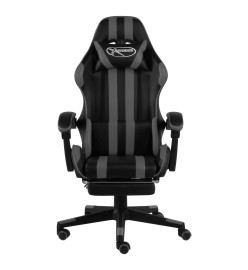 Fauteuil de jeux vidéo avec repose-pied Noir et gris Similicuir