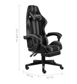 Fauteuil de jeux vidéo avec repose-pied Noir et gris Similicuir