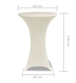 Housse de table Ø 60 cm Crème extensible 2 pcs