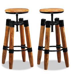 Tabourets de bar lot de 2 bois de manguier massif