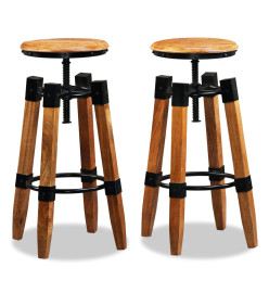 Tabourets de bar lot de 2 bois de manguier massif