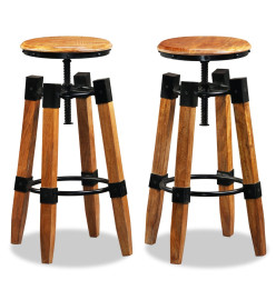 Tabourets de bar lot de 2 bois de manguier massif