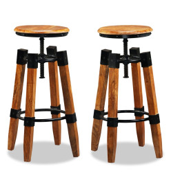 Tabourets de bar lot de 2 bois de manguier massif