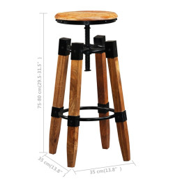 Tabourets de bar lot de 2 bois de manguier massif