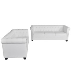 Canapé Chesterfield à 2 places et à 3 places blanc