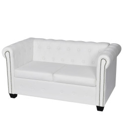 Canapé Chesterfield à 2 places et à 3 places blanc