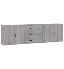 Buffets 3 pcs Sonoma gris Bois d'ingénierie