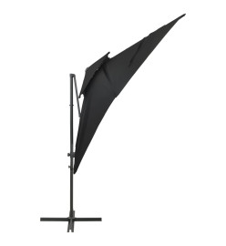 Parasol déporté à double toit Noir 250x250 cm