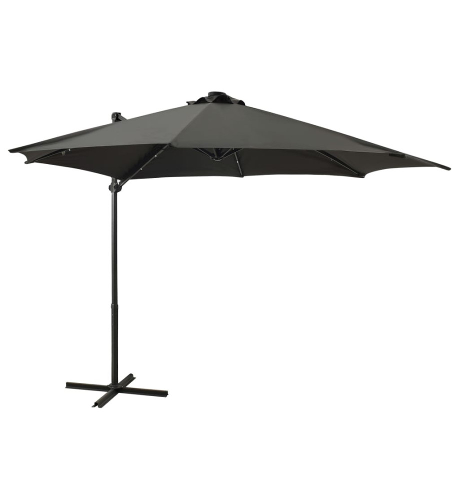 Parasol déporté avec mât et lumières LED Anthracite 300 cm