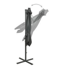 Parasol déporté avec mât et lumières LED Anthracite 300 cm