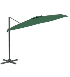 Parasol cantilever à LED Vert 400x300 cm