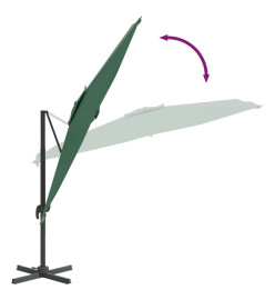 Parasol cantilever à LED Vert 400x300 cm