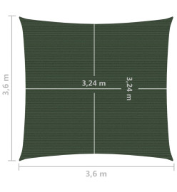 Voile d'ombrage 160 g/m² Vert foncé 3,6x3,6 m PEHD