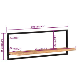 Étagères murales 2 pcs 100x24x35 cm Bois d'acacia et acier