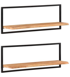 Étagères murales 2 pcs 100x24x35 cm Bois d'acacia et acier