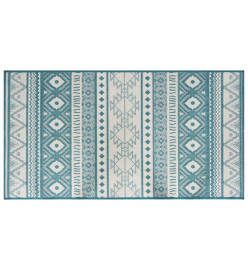 Tapis d'extérieur aqua et blanc 80x150 cm design réversible