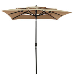 Parasol à 3 niveaux avec mât en aluminium Taupe 2x2 m