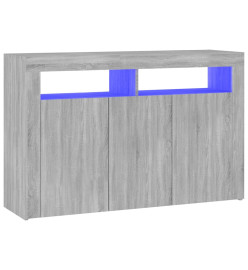 Buffet avec lumières LED sonoma gris 115,5x30x75 cm