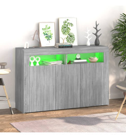 Buffet avec lumières LED sonoma gris 115,5x30x75 cm