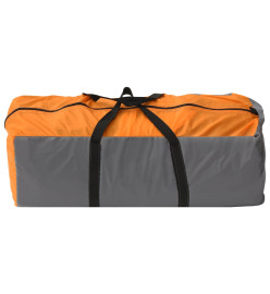 Tente igloo de camping 650x240x190cm 8 personnes Gris et orange