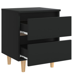 Tables de chevet avec pieds en pin 2 pcs Noir 40x35x50 cm