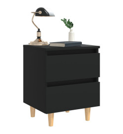 Tables de chevet avec pieds en pin 2 pcs Noir 40x35x50 cm