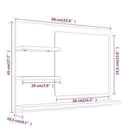 Miroir de bain Chêne fumé 60x10,5x45 cm Bois d'ingénierie