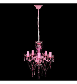 Lustre avec 5 ampoules Crystal rose