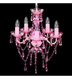 Lustre avec 5 ampoules Crystal rose