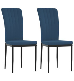 Chaises à manger lot de 2 Bleu Velours