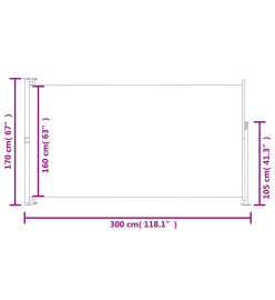 Auvent latéral rétractable de patio 170x300 cm Marron