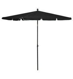 Parasol de jardin avec mât 210x140 cm Noir