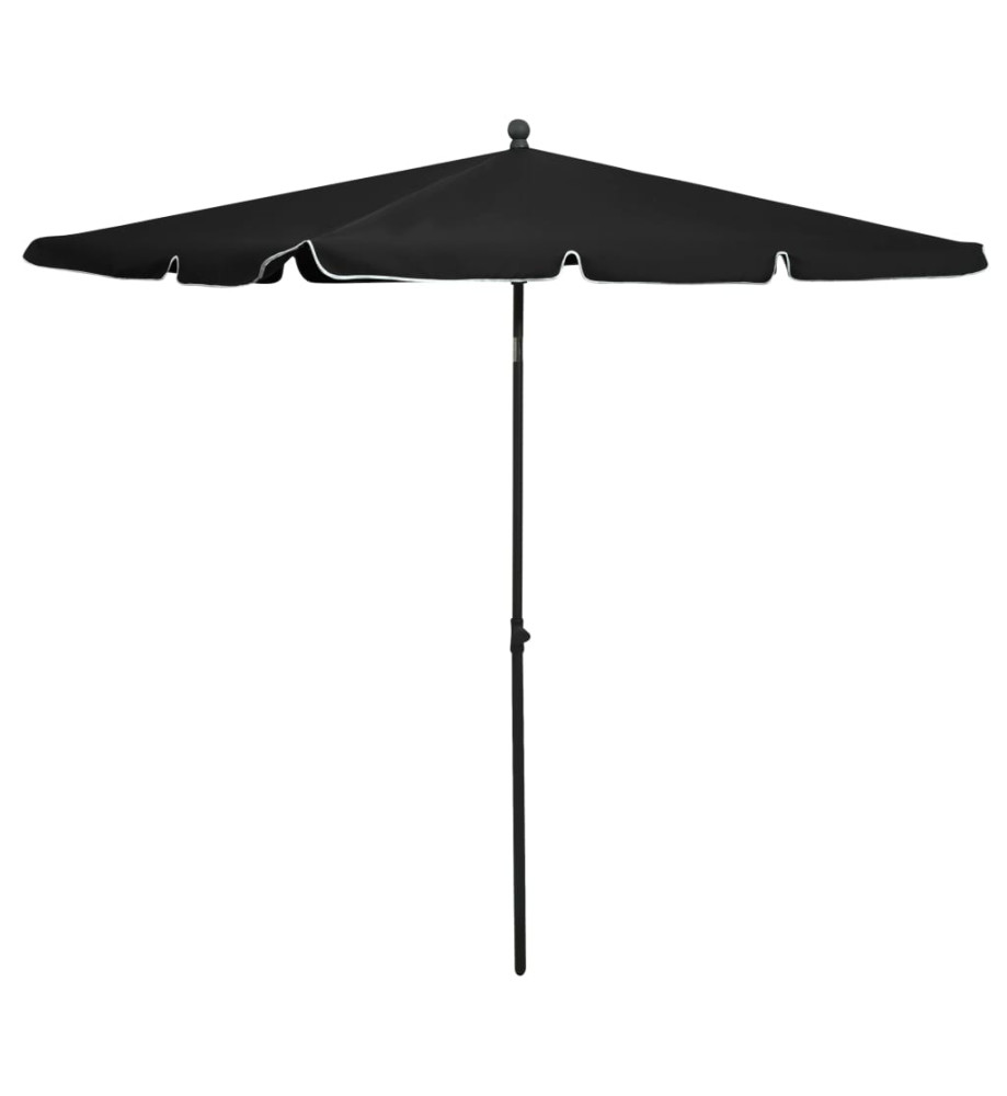 Parasol de jardin avec mât 210x140 cm Noir