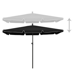 Parasol de jardin avec mât 210x140 cm Noir