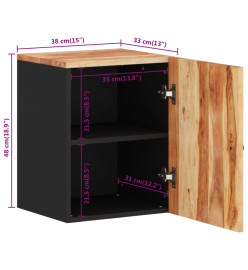 Armoire de salle de bain murale 38x33x48cm bois massif d'acacia