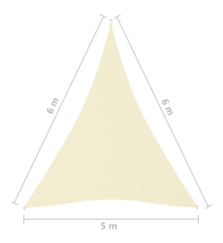 Voile de parasol Tissu Oxford triangulaire 5x6x6 m Crème