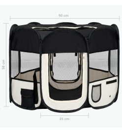 Parc pour chiens pliable avec sac de transport Noir 90x90x58 cm