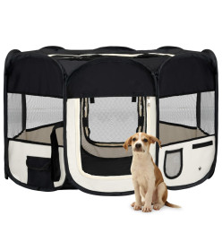 Parc pliable pour chien avec sac de transport Noir 125x125x61cm