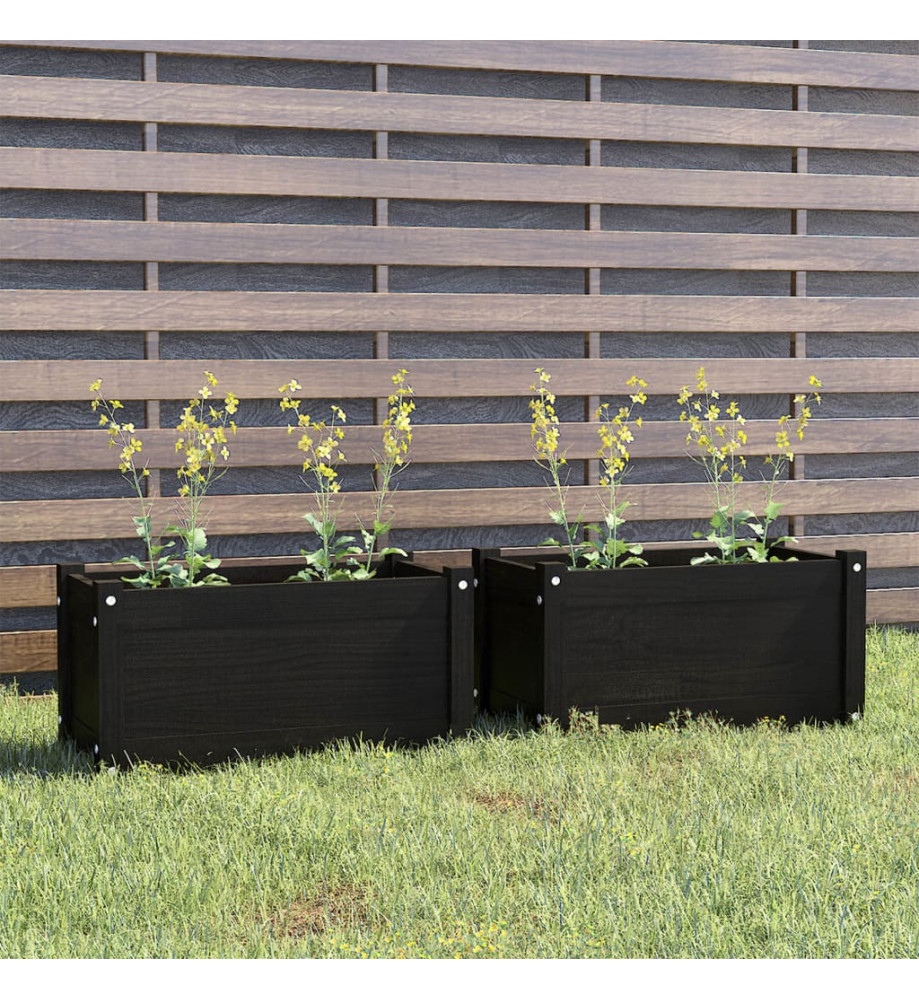 Jardinières d'extérieur 2pcs Noir 60x31x31cm Bois de pin massif