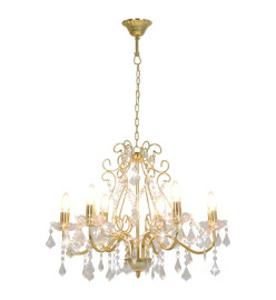 Lustre avec perles de cristal Doré Rond 6 x E14