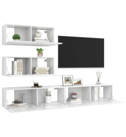 Ensemble de meuble TV 4 pcs Blanc brillant Aggloméré