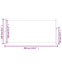 Auvent latéral rétractable de patio 140x300 cm Crème