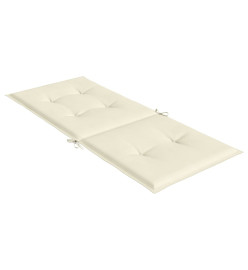 Coussins de chaise de jardin dossier haut lot de 6 crème tissu