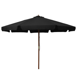 Parasol d'extérieur avec mât en bois 330 cm Noir