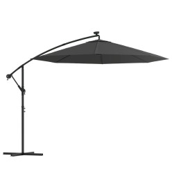 Parasol en porte-à-faux LED et mât en acier 300cm Anthracite